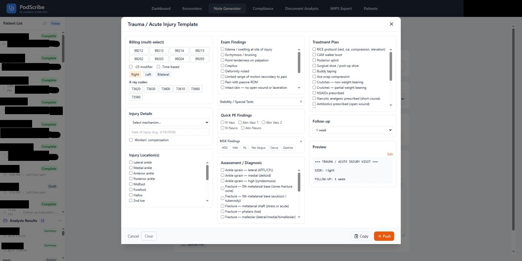 Podiatry template builder